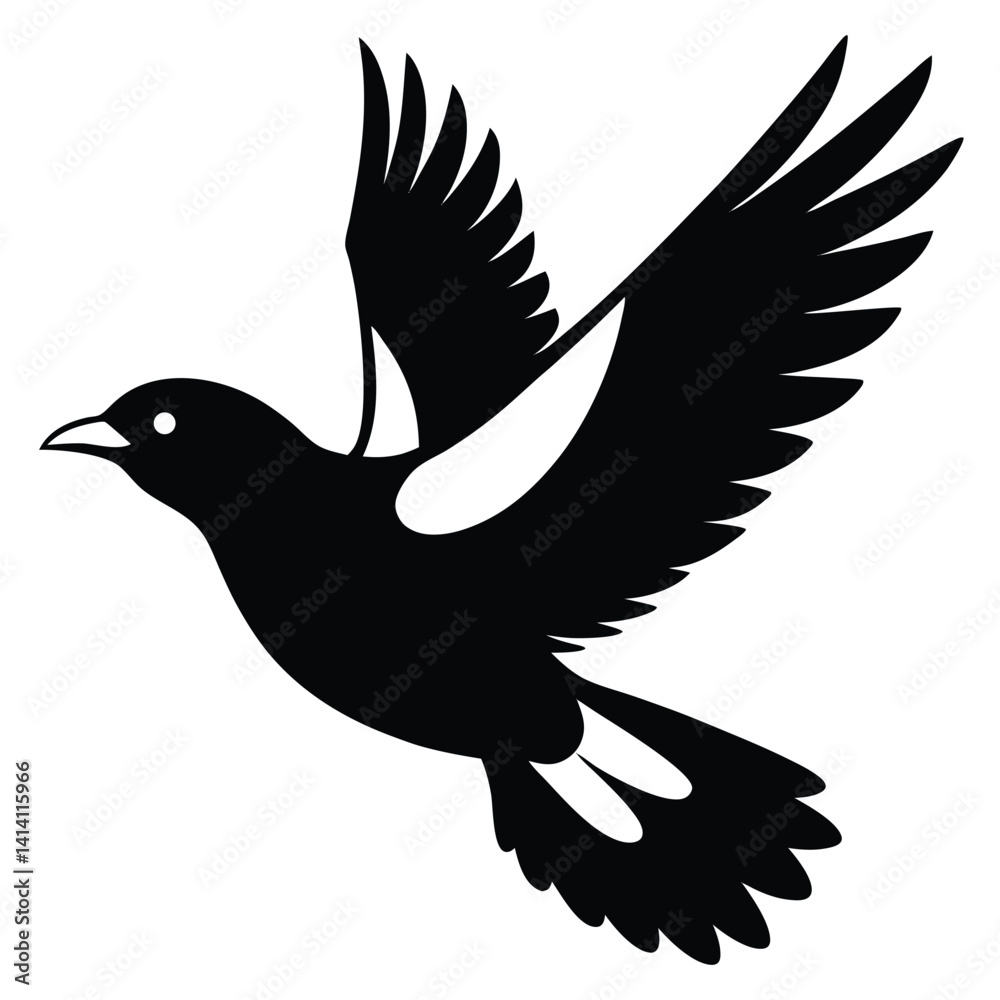 Obraz premium Mayna bird silhouette vector style with white background.
