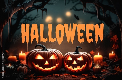 Obraz na płótnie Kartki na święto halloween. Kolorowe czasami śmieszne i straszne jednocześnie. w salonie