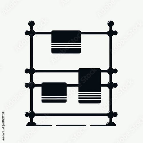  very simple flat and single minimalist Towel Rack Silhouettes in black on a white background 