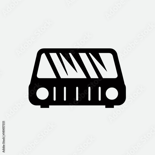  very simple flat and single minimalist Windshield Defroster Vent Silhouettes in black on a white background 
