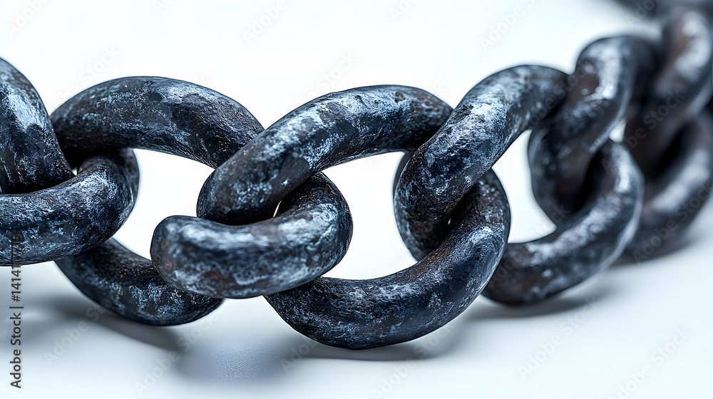 Fototapeta premium Close-up of Intertwined Rusty Chains on White Background