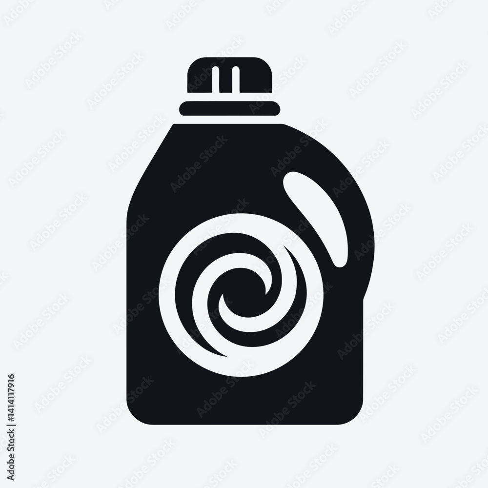 Obraz premium very simple flat and single minimalist Washing Detergent Cap Silhouettes in black on a white background 
