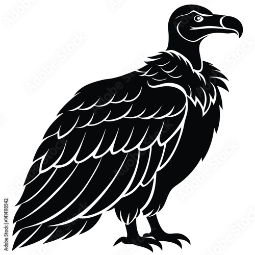 a silhouette vulture in white background