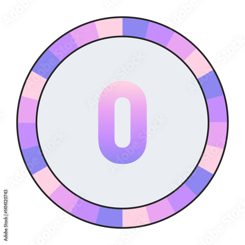 lowercase Stylized Letter o in Purple-Pink Gradient with Pastel Pink-Blue Ring on Dark Background, enclosed in a black frame.