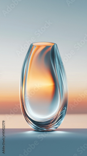 Glass vase with gradient light background

