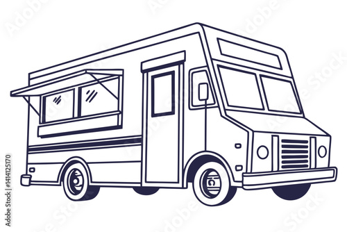 Minimal Food Truck Vector Line Drawing