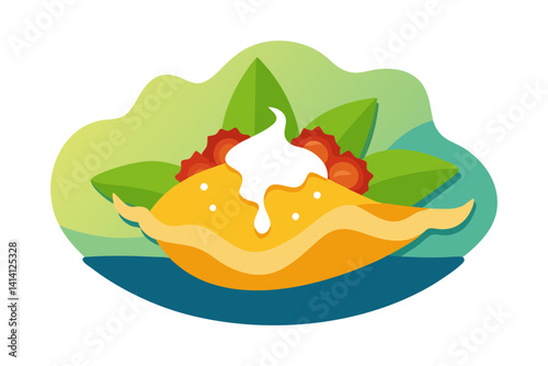 Cheesy Nachos with Jalapeños and Sour Cream Silhouette