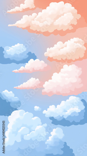 Cartoon clouds background on soft gradient

