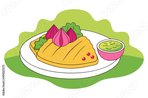 Mexican Food Plate with Tamales and Garnishes