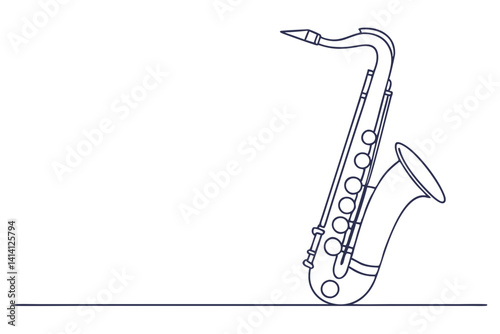 Musical Saxophone Drawing in Simple Lines