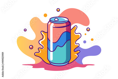 Carbonated Drink Splashing Can Vector Art