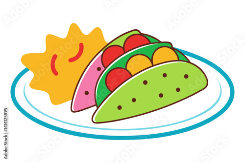 Tasty Mexican Quesadilla Platter Drawing