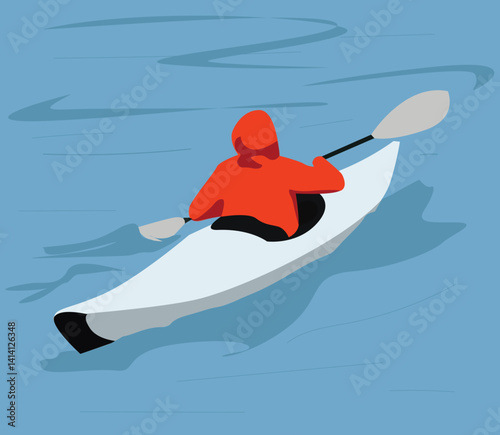 Water sport.People rowing with paddles in kayak.