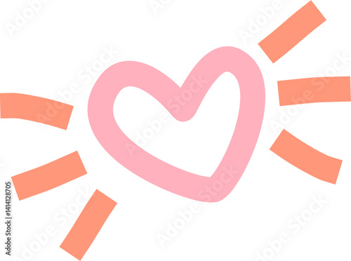 Colorful heart illustration with rays