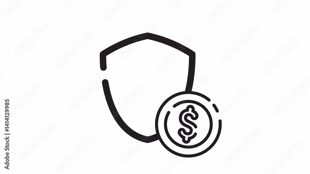 Financial Security: Shield and Dollar Coin Icon Financial Security: Shield and Dollar Coin Icon