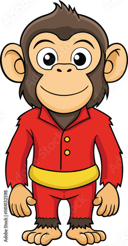 cute monkey in a human attire red coat