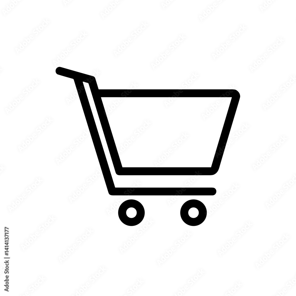 Simple outline shopping cart icon on white background Simple outline shopping cart icon on white background
