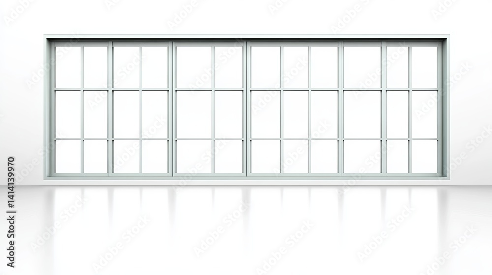 Modern Industrial Window Frame with Urban Skyline View and Clean Lines Modern Industrial Window Frame with Urban Skyline View and Clean Lines