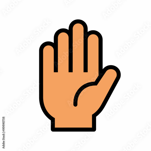Orange Hand Illustration: Stop Sign, Greeting, High Five, Vector Graphic