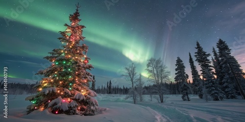 Christmas Tree Under Aurora...