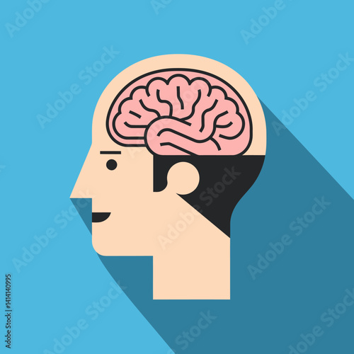 Human Head Profile with Brain Anatomy - Mental Health Concept Design
