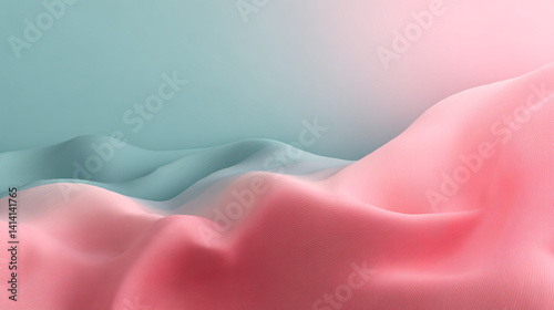 Soft, flowing fabrics in pastel hues create a serene, abstract landscape, evoking calmness and fluidity.