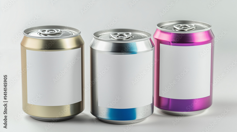 High-Resolution Mockup of Aluminum Beverage Cans with Colored Liquid High-Resolution Mockup of Aluminum Beverage Cans with Colored Liquid