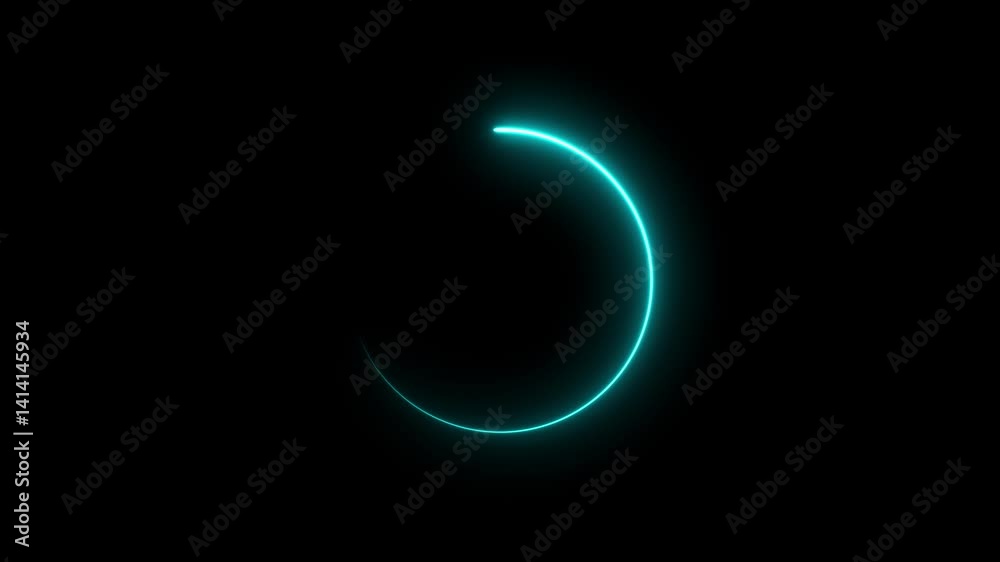 glowing neon light circle loading icon animation black background 4k video.