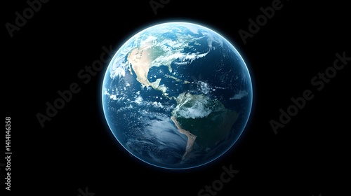 Detailed Earth View From Space with Blue Oceans Continents and Cloud Formations