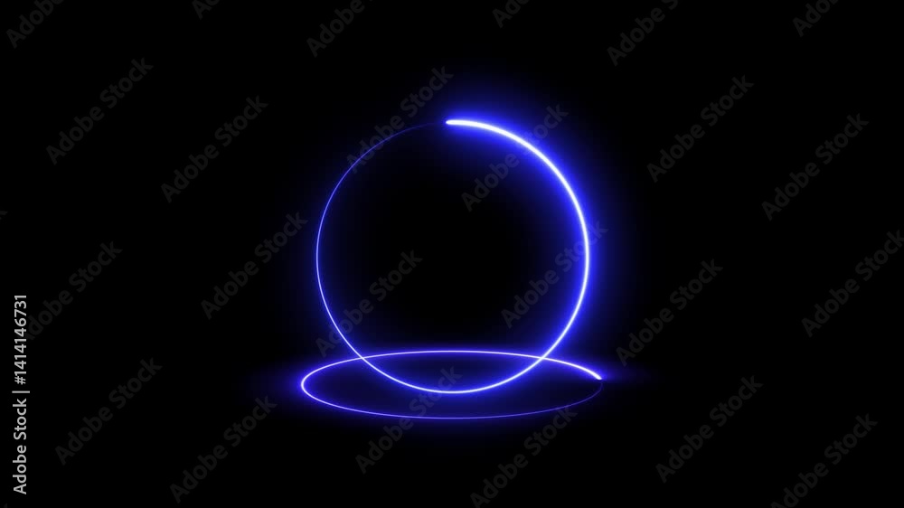 glowing neon light circle loading icon animation black background 4k video. glowing neon light circle loading icon animation black background 4k video.