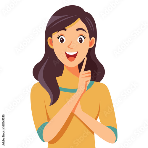 happy woman tells secret by putting palm to mouth