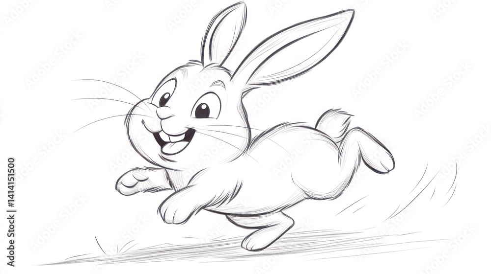Happy Rabbit Running Sketch Happy Rabbit Running Sketch