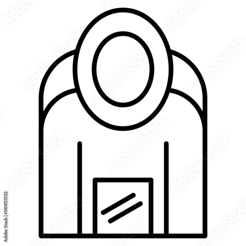 Astronaut icon. Simple outline of a spacewalker in a spacesuit and helmet, representing space exploration or science.