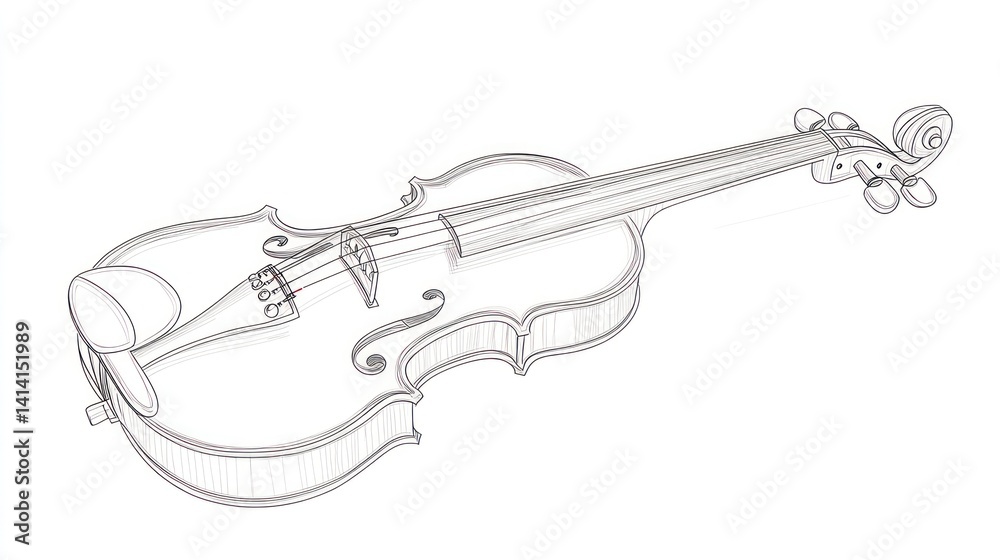 Obraz premium Outline Drawing of a Violin