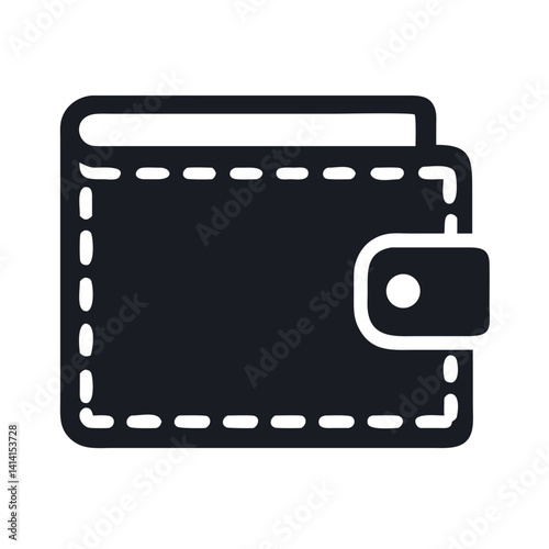 Wallet with Snap Closure Button Icon Design
