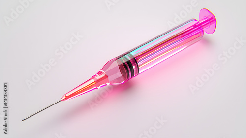 Pink Syringe on White Background Medical Injection Equipment