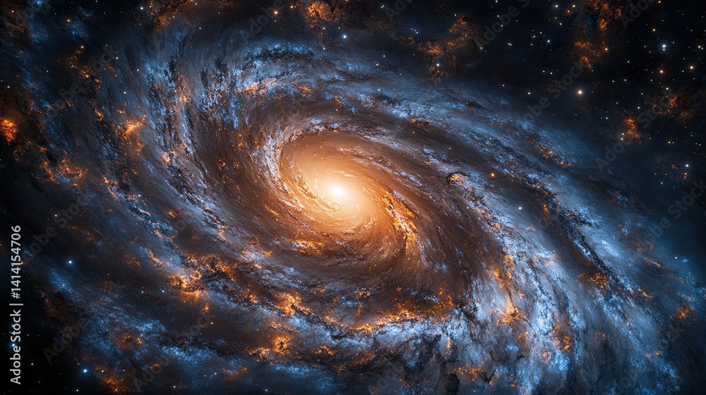 Fototapeta premium Realistic shot of an animated depiction showing the galaxy with swirling nebulae and stars