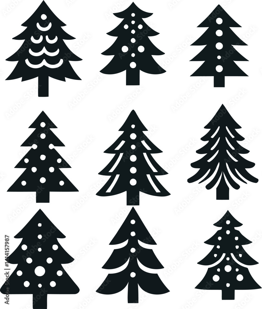 Fototapeta premium Christmas Trees vector silhouette