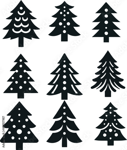 Christmas Trees vector silhouette