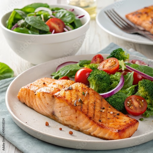 Grilled Salmon with Broccol...