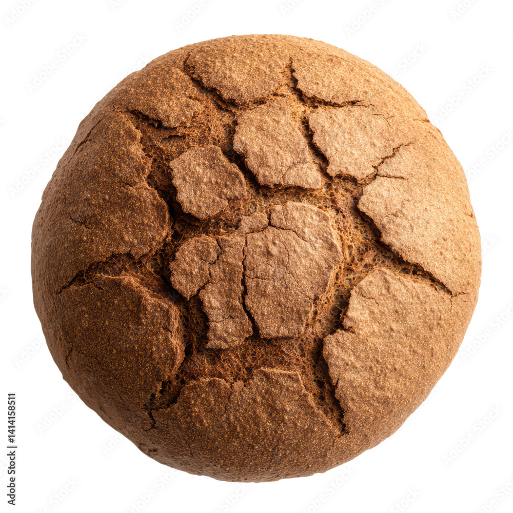 Naklejka premium Cracked Brown Bread Loaf on White Background for Culinary Use