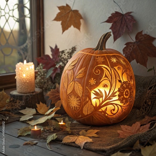 Intricate Floral Carved Pum...