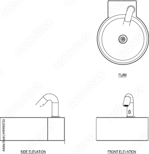 silhouette design vector illustration sketch drawing detail of wash basin with modern design