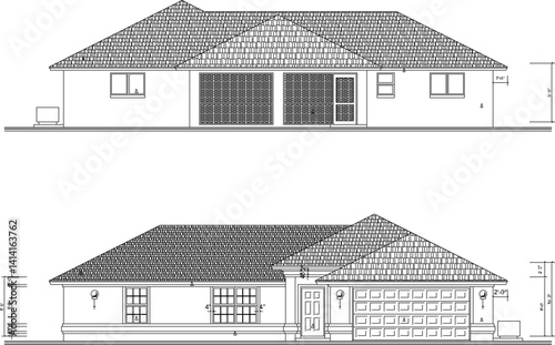 silhouette design vector illustration sketch drawing architectural detail of simple classic vintage house building