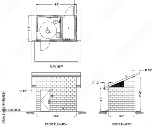 silhouette design vector illustration sketch drawing architecture of classic vintage ethnic traditional public bathroom exposed brick with area for disabled