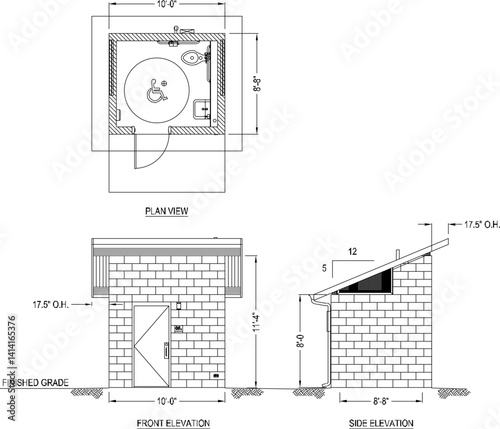 silhouette design vector illustration sketch drawing architecture of classic vintage ethnic traditional public bathroom exposed brick with area for disabled 