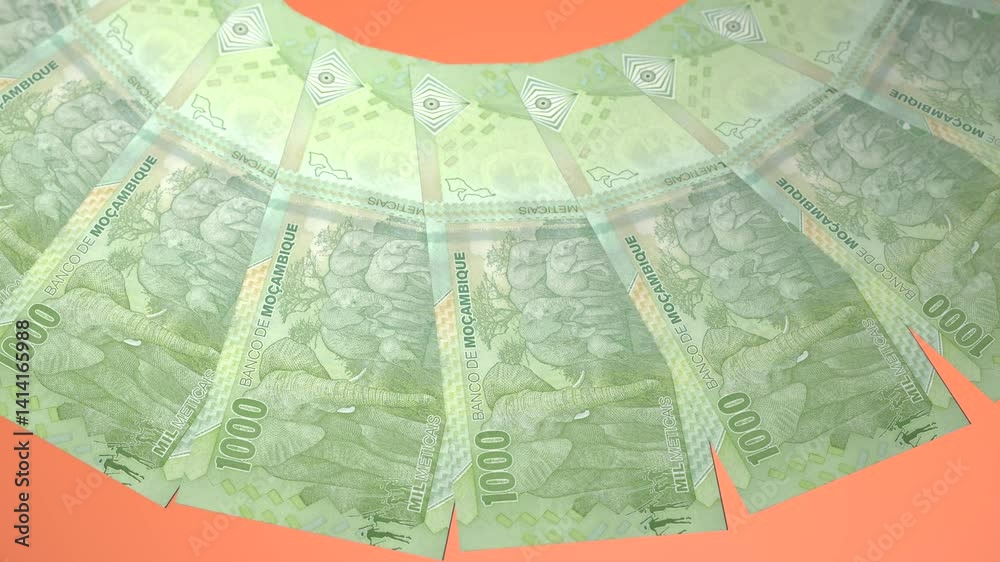Ravishing Looping Design 1000 Metical Curency of Mozambique