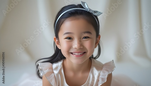 Smiling a 6 year old East Asian Schoolgirl portrait Photo