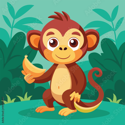 monkey with a bananna vector 
