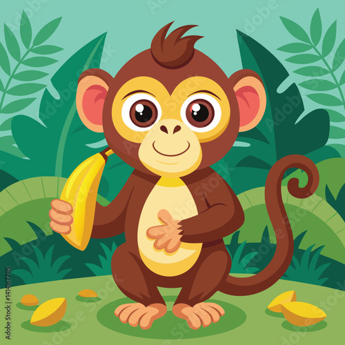 monkey with a bananna vector 